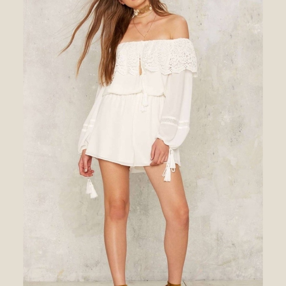 NWT Nasty Gal bardot flounce romper